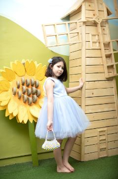 تصویر  پیراهن تور  آبی