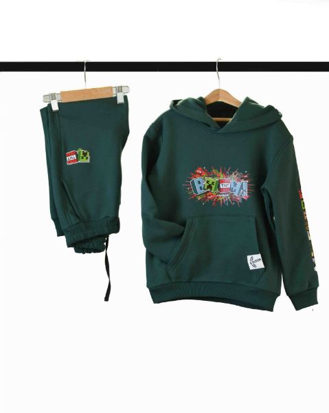 تصویر  ست هودی شلوار طرح ماینکرافت