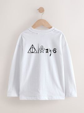 تصویر  بلوز آستین بلند سفید طرح هری پاتر