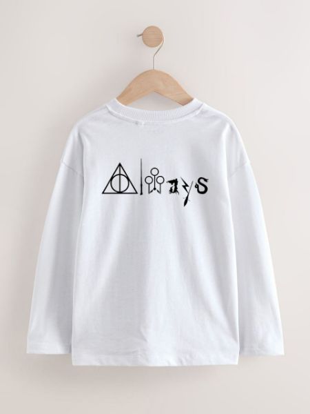 تصویر  بلوز آستین بلند سفید طرح هری پاتر