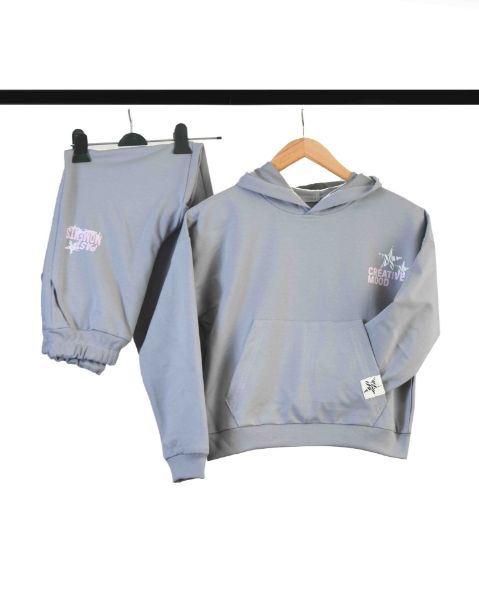 تصویر  ست هودی شلوار طوسی