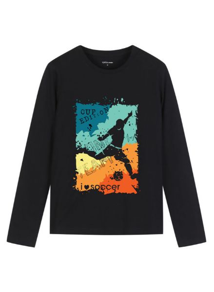 تصویر  بلوز آستین بلند سرمه ای طرح فوتبال