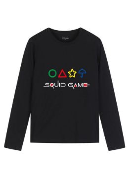 تصویر  بلوز آستین بلند مشکی طرح اسکوئیت گیم