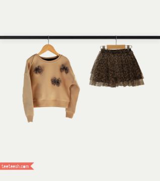 تصویر  ست بلوز و دامن تور  پلنگی