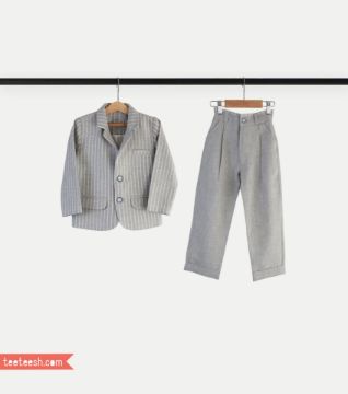 تصویر  ست کت و  شلوار رسمی طوسی